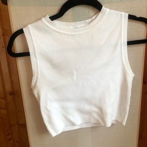 WHITE ZARA CROPPED TANK TOP